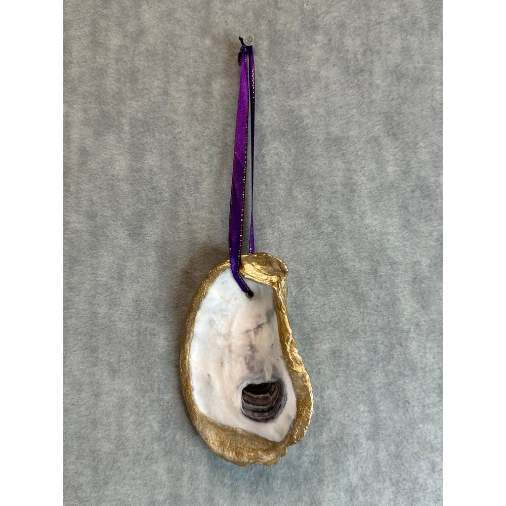 Handmade‎ Oyster Shell Ornament Gold Gilded Coastal Decor